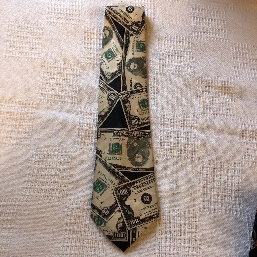 Renaissance Hand Made Money Bills Neck Tie 100% Polyester B82